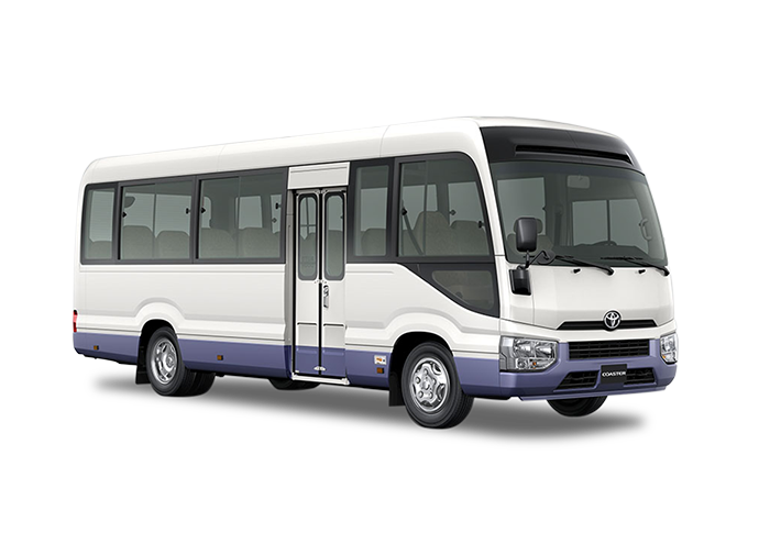 Toyota Coaster color blanco con purpura