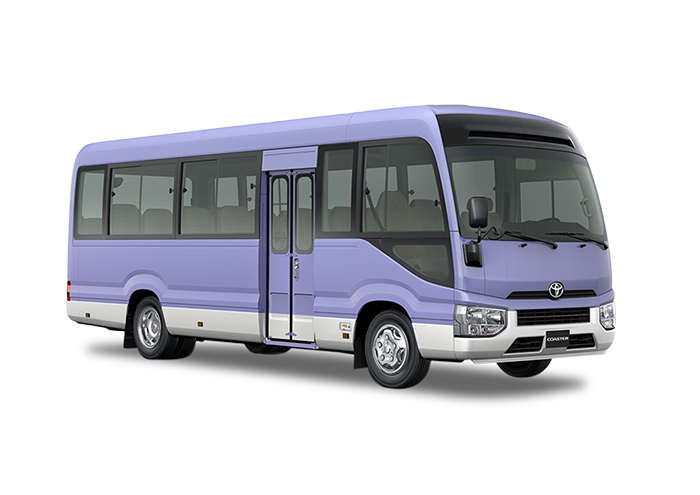 Toyota Coaster color Purpura con Blanco